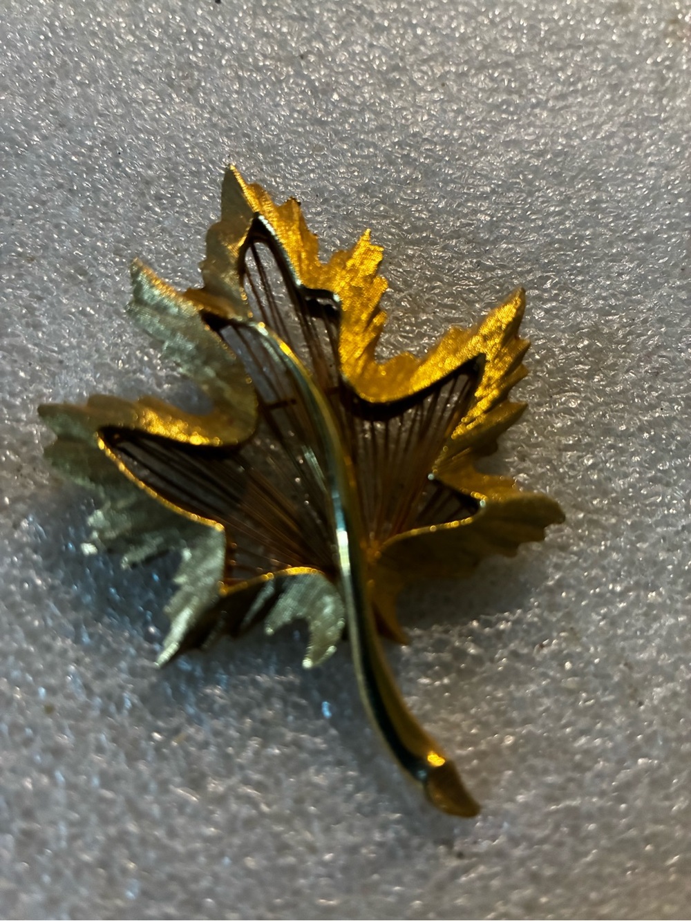 Gold Tone Leaf Brooch - Vintage Monet
